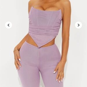 Fashion Nova Lavender Strapless Handkerchief Hem Crop Top